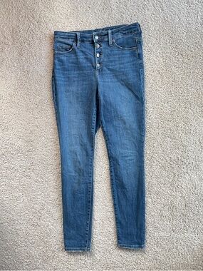 Universal Thread Dark Blue Button-Fly High Rise Skinny Jeans Size 4 / 27 R Denim